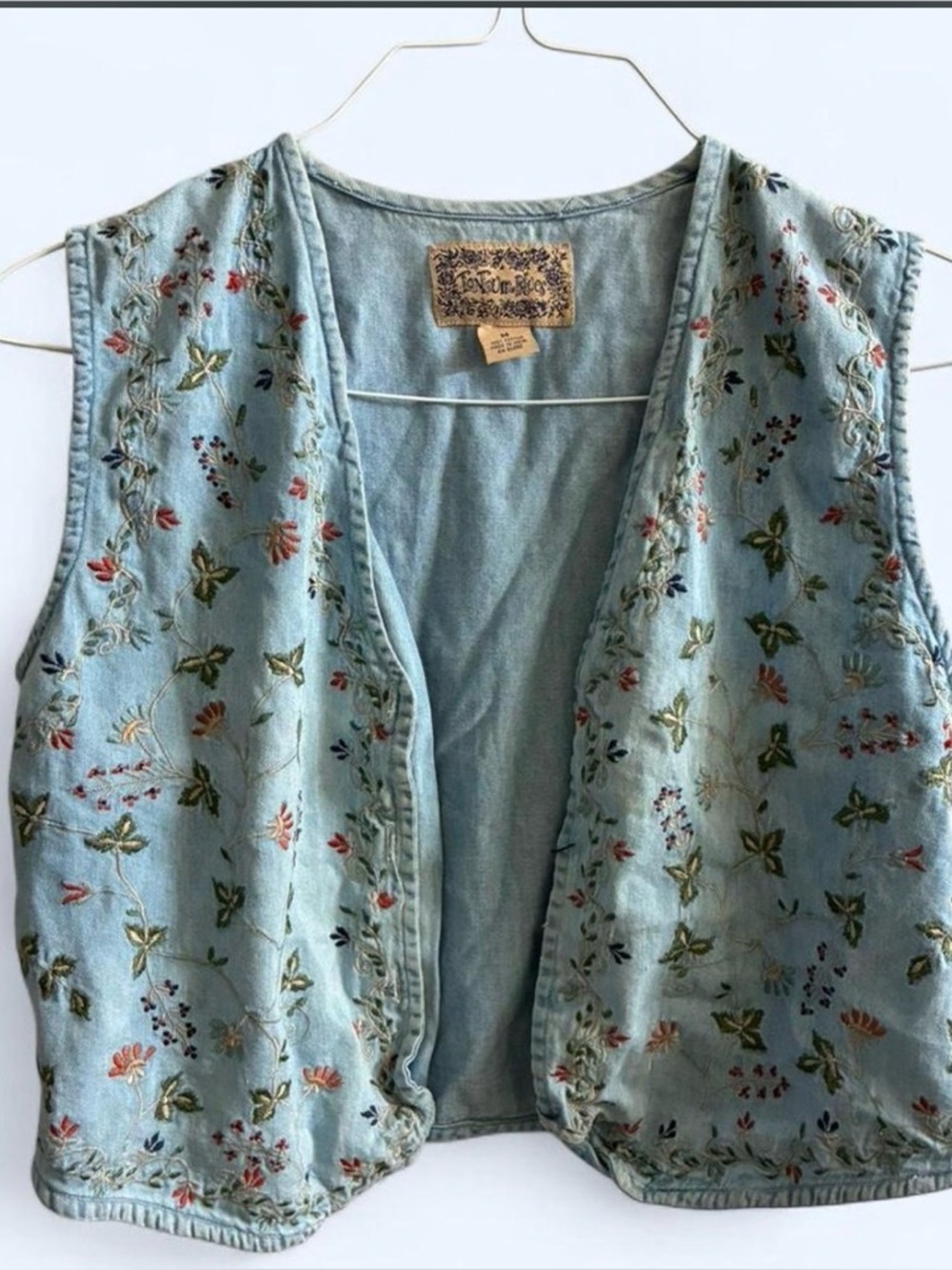 Vintage Tantrum Blues Embroidered Denim Vest - Size M